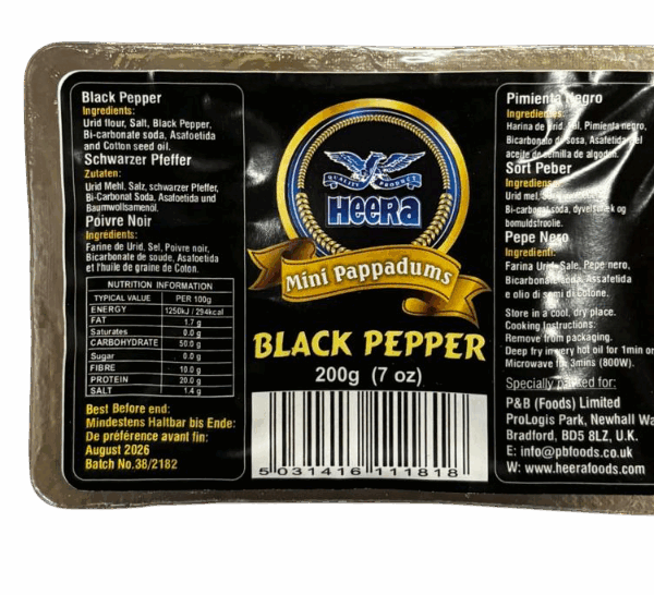 Heera Premium Mini Papad - Black Pepper 200g