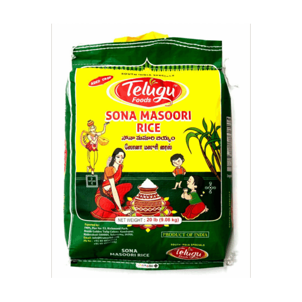 Telugu Premium Sona Masoori Rice 9.08kg